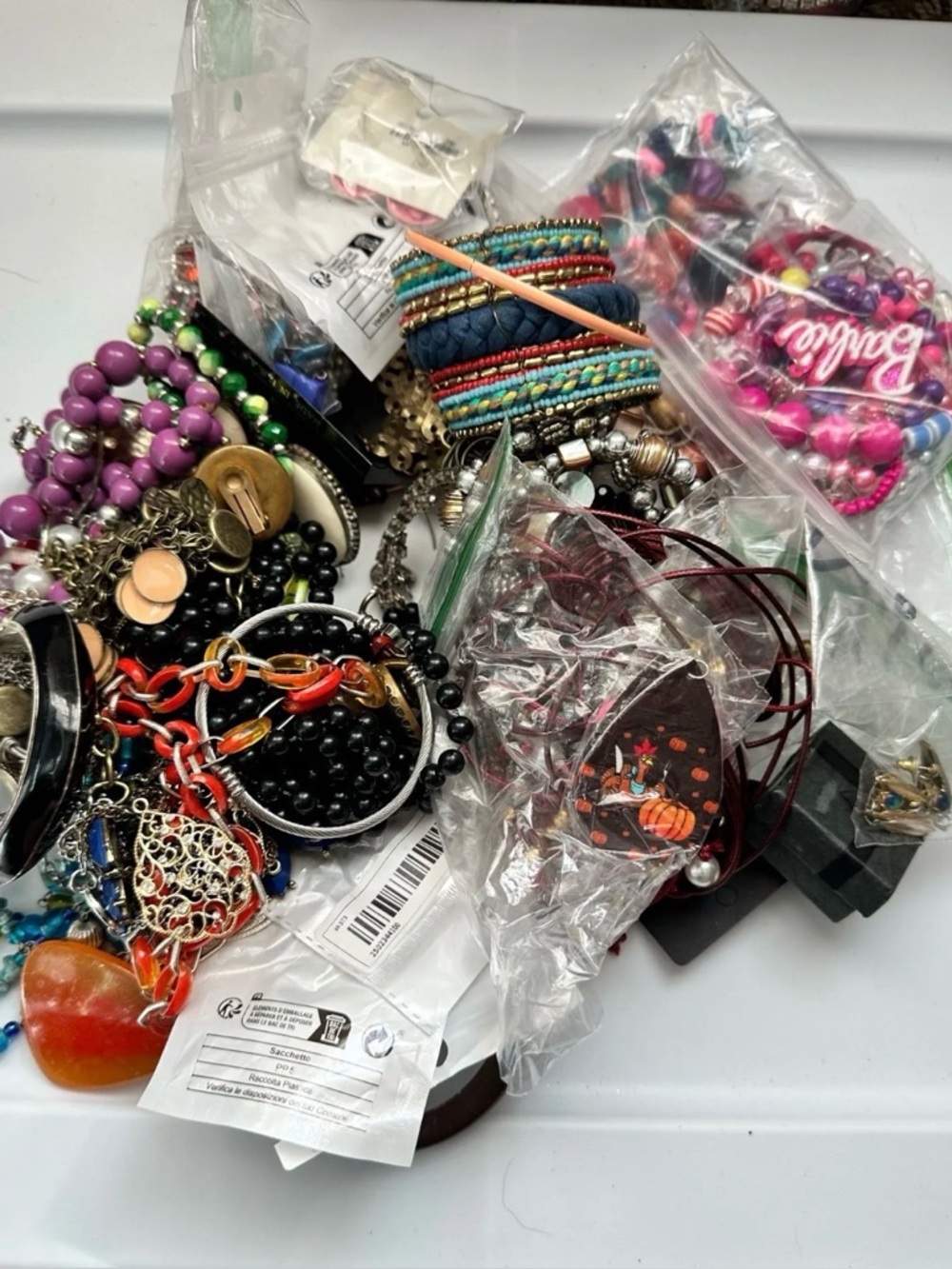 #62 - 3+ lbs. Craft Jewelry Bags (various metals & beads)